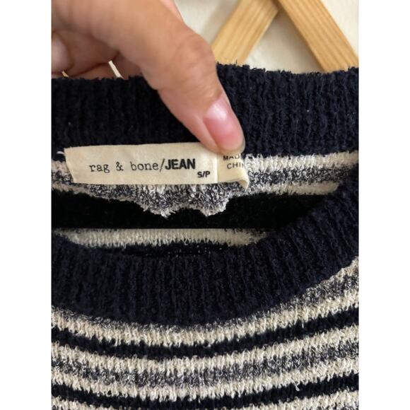 Rag & Bone Dress Women's Small Lindsey Terry Cloth Stripes Navy White Sleeveless - Picture 4 of 6